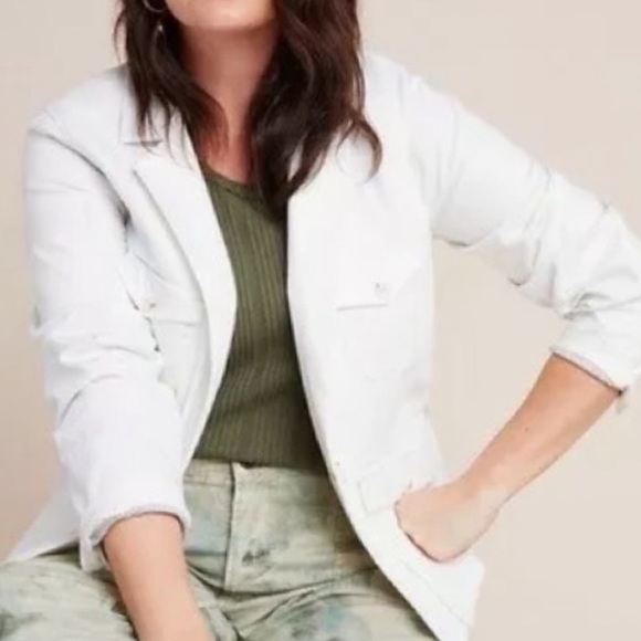 Anthropologie military style white jacket size 6 - Picture 4 of 17